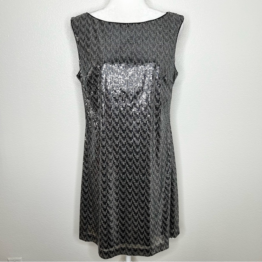 New White House Black Market Sequin Sleeveless Shift Mini Dress Size M NWT
